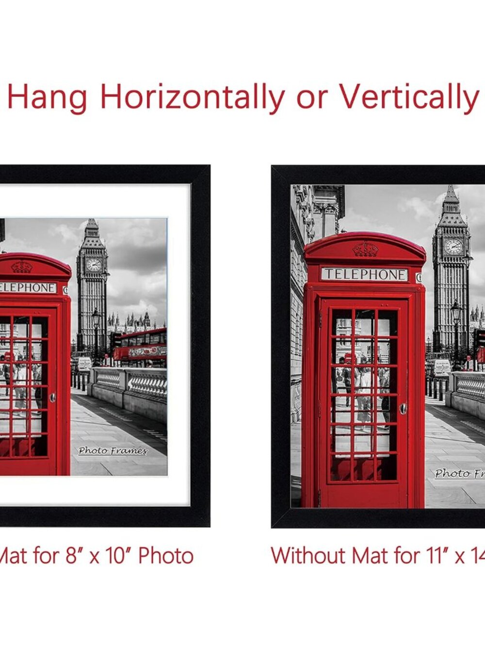 11x14 Picture Frame Set of 6, Display Pictures 8x10 with Mat or 11x14 without Ma - Picture 6 of 8